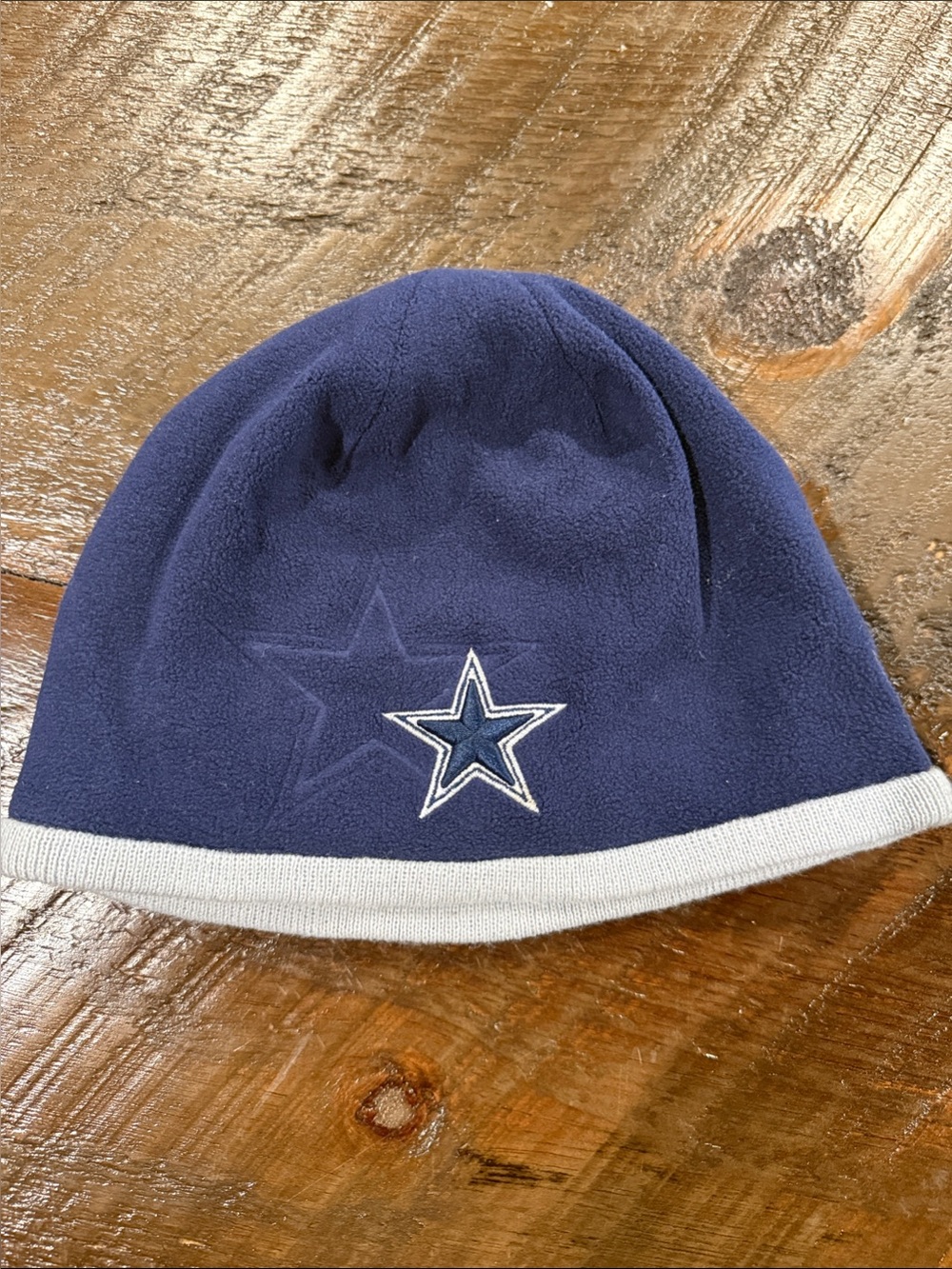 NFL Dallas CowboyKids Navy Blue Fleece Beanie with Light Gray Trim and Star Logo